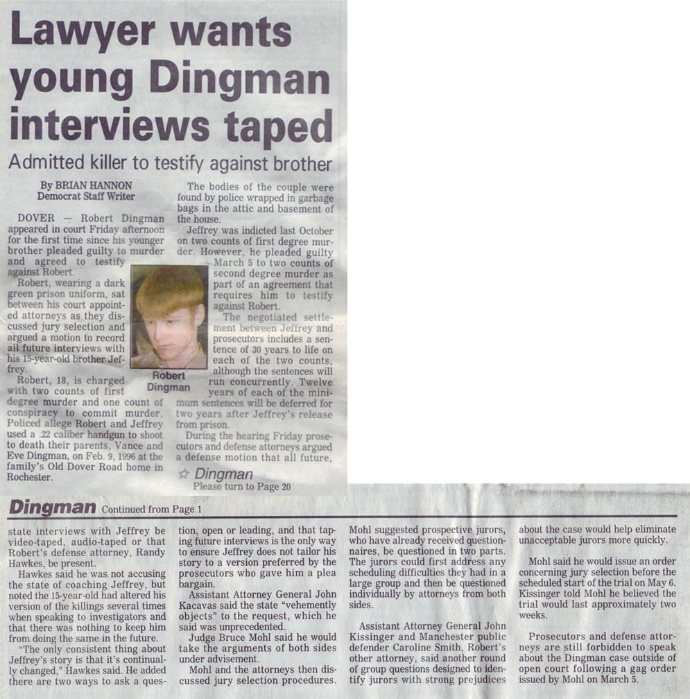 Lawyer wants young Dingman interviews taped